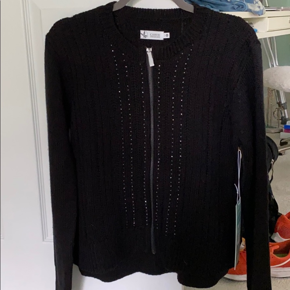 Black zip up cardigan